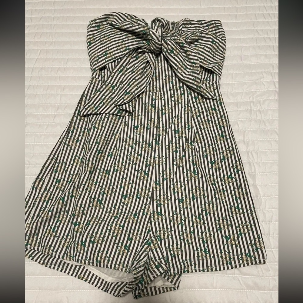 Striped floral romper